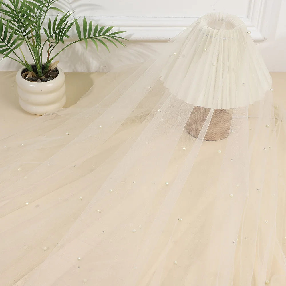 Pearl Tulle Fabric – Soft Mesh Yarn for Weddings & DIY Decor