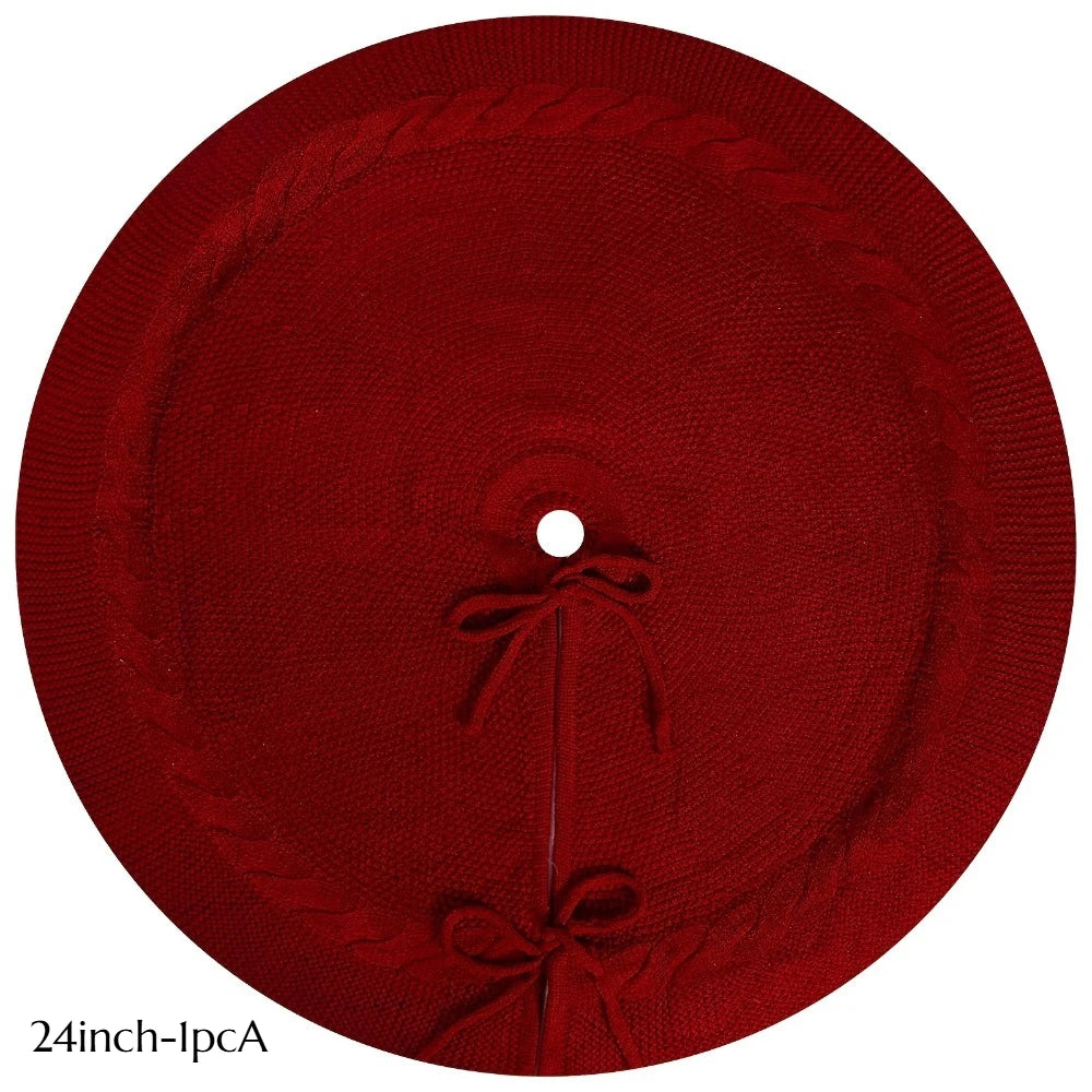 Vintage Red & White Christmas Tree Skirt | Thick Polyester