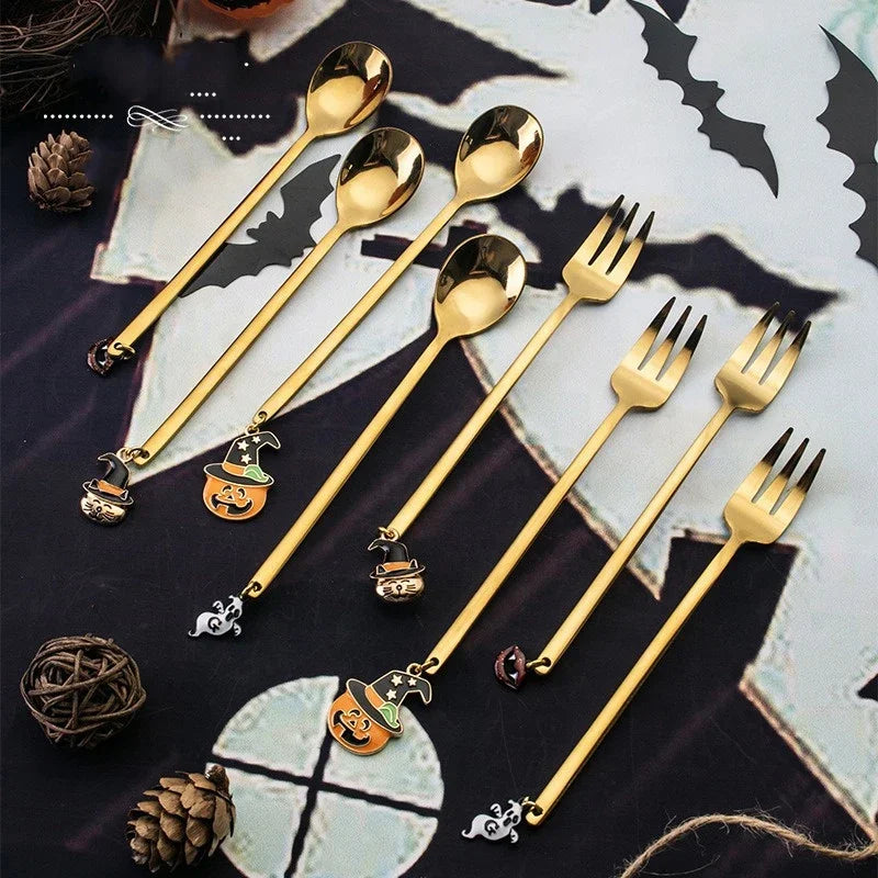 Halloween Stainless Steel Gold Cutlery Set – Spoon & Fork