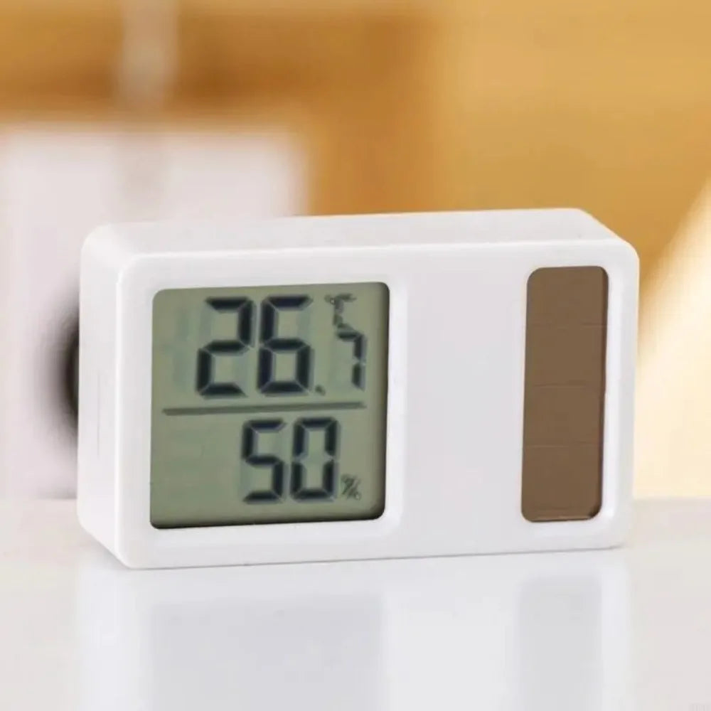 Solar Powered Digital Thermometer Hygrometer | Mini Indoor Gauge