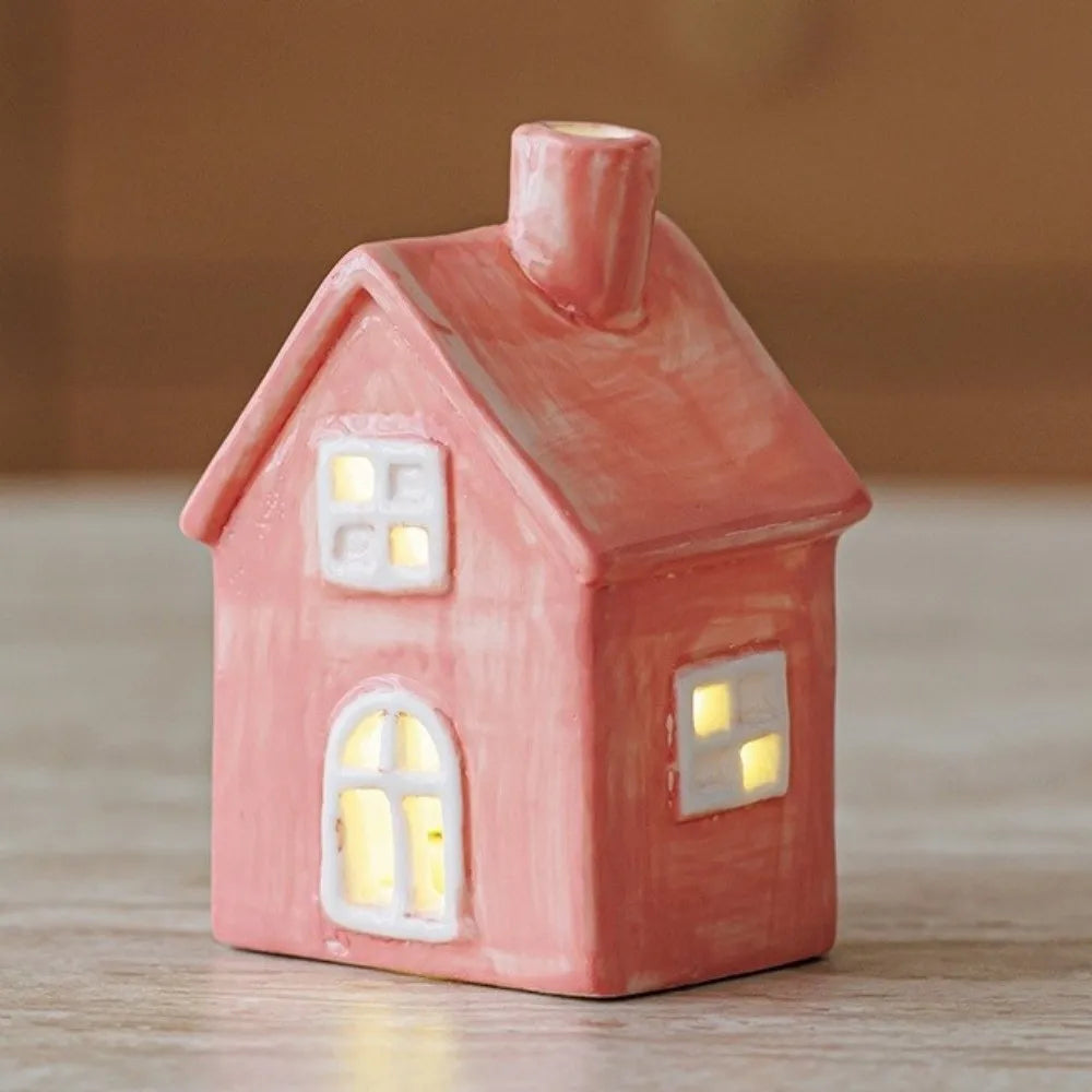 Ceramic House LED Night Light – Warm Glow Christmas Décor