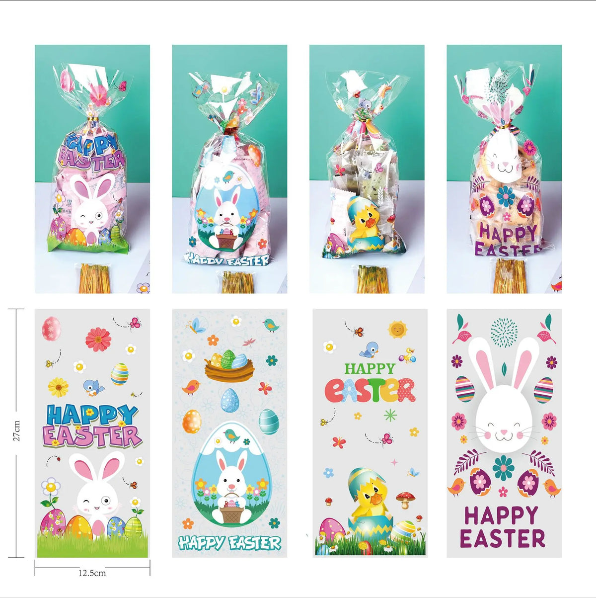 50-Pack Easter Candy Bags – Bunny, Chick & Egg Gift Bags