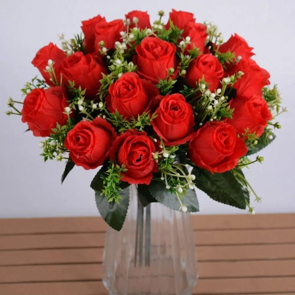 18-Head Artificial Rose Bouquet – 10 Colors | Home Decor Gift