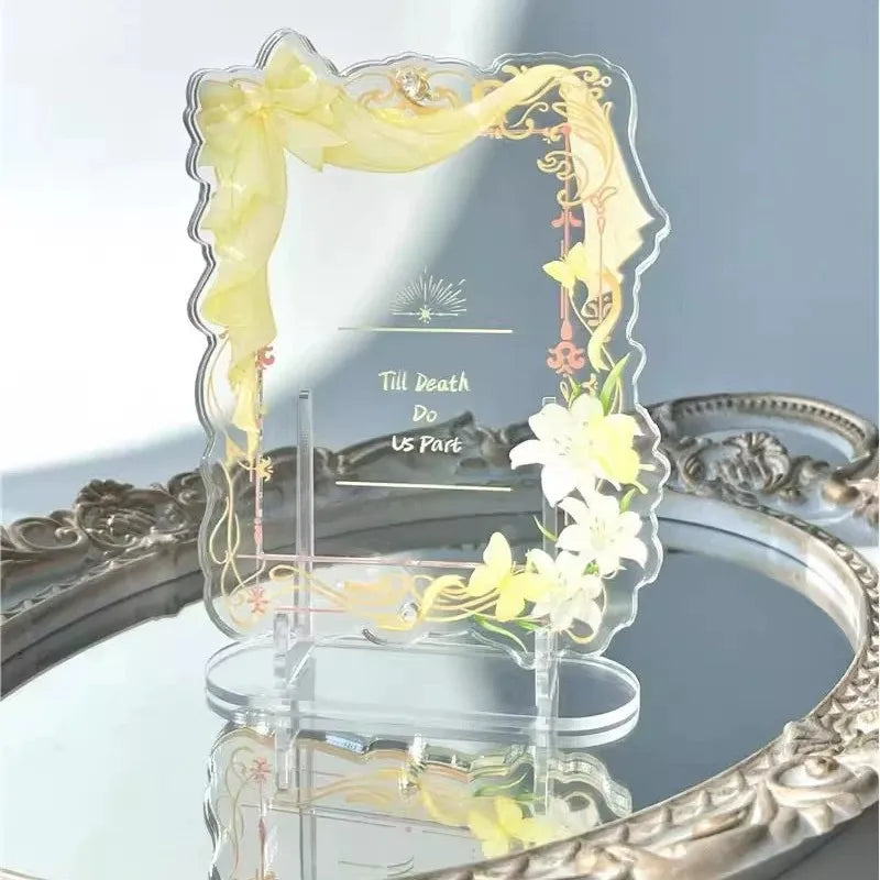 Wedding Bow Floral Acrylic Photo Frame – 3" Polaroid Stand