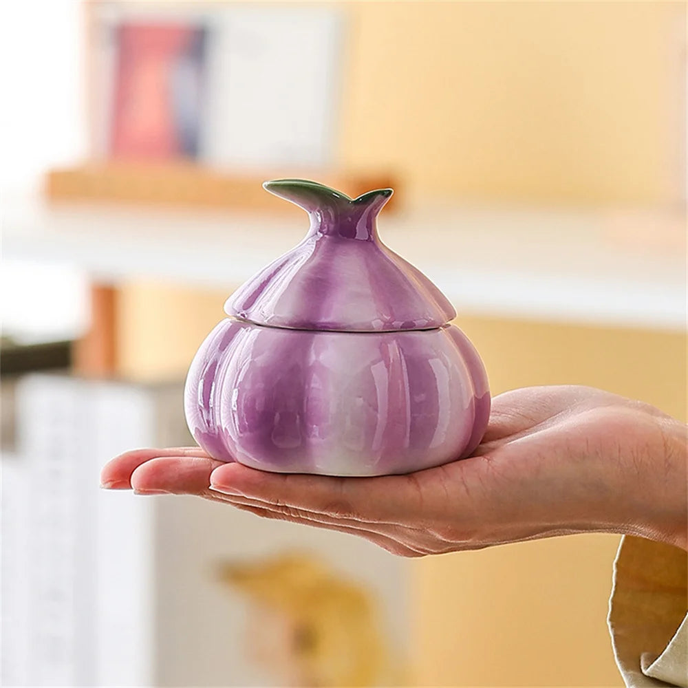 Purple Garlic Ceramic Storage Jar – Candy & Nut Container