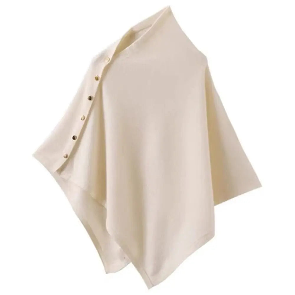 Women's Cashmere Pashmina Shawl Wrap Poncho – Button Knit Scarf