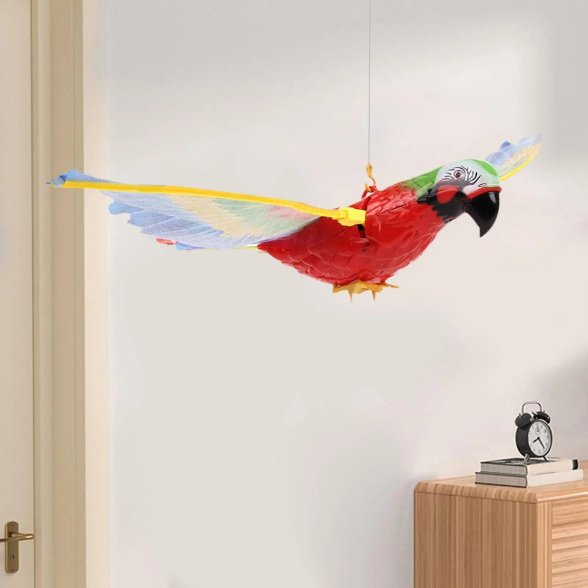 Hanging Flying Bird Deterrent with Light & Sound – Hawk or Parrot