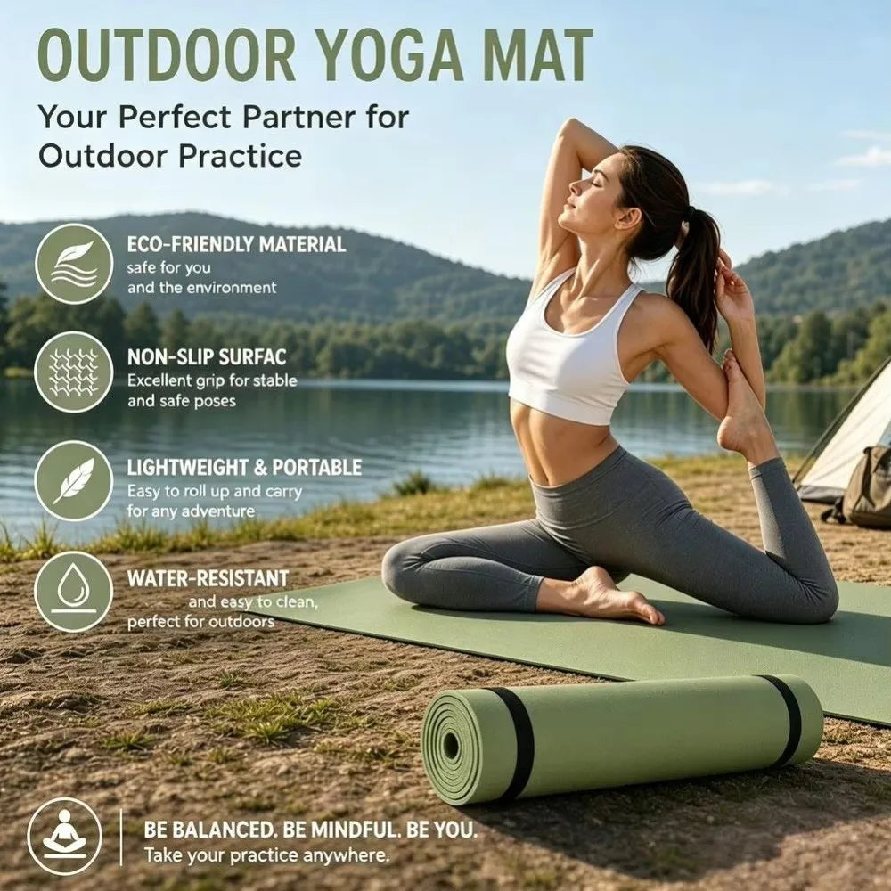 Non-Slip EVA Yoga & Pilates Mat 6mm Thick 180×50cm