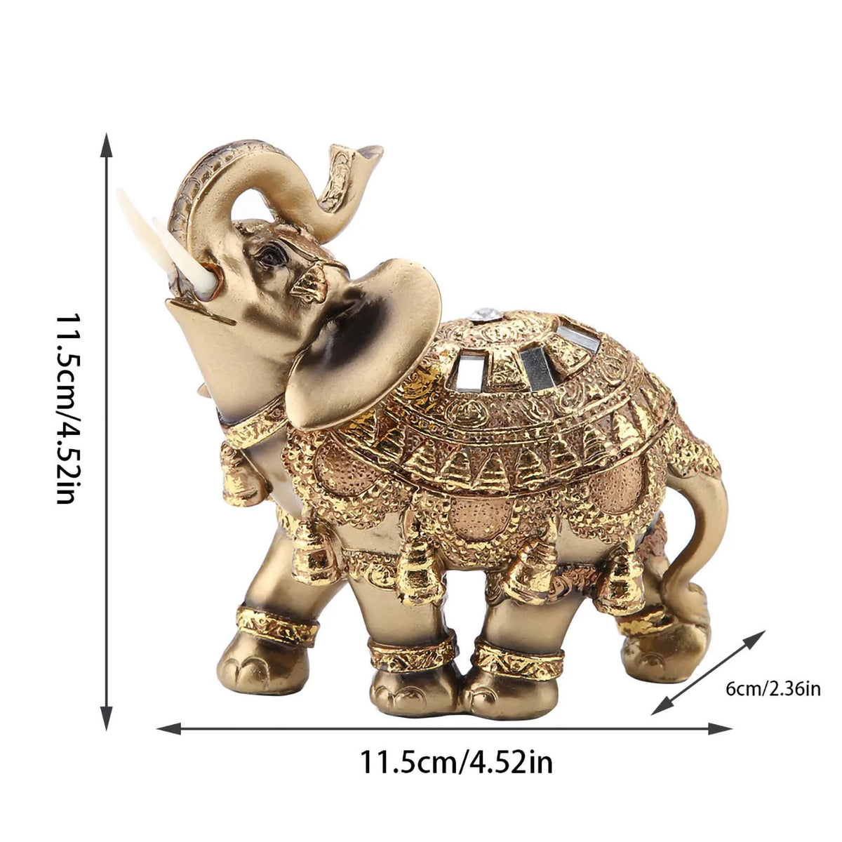 Golden Feng Shui Elephant Statue – Lucky Wealth Figurine