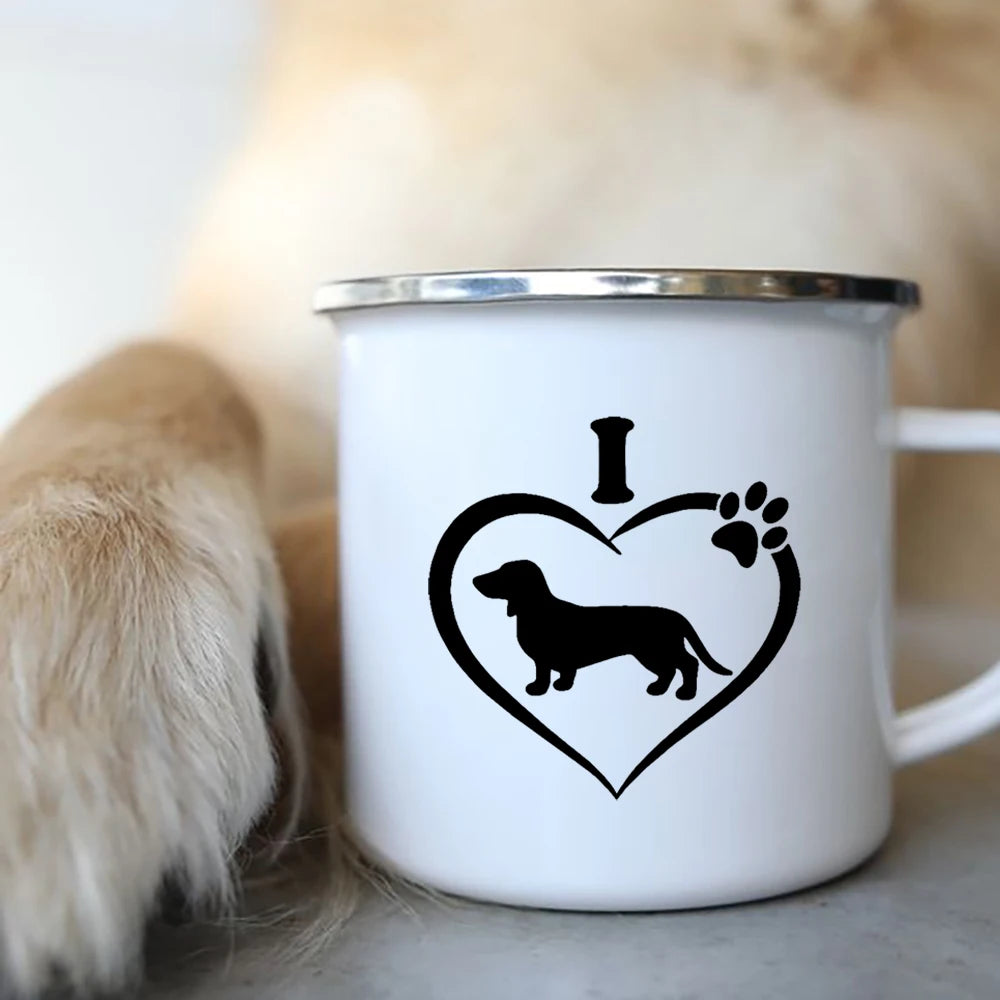 I Love Dachshunds Enamel Mug – Camping & Outdoor Travel Cup