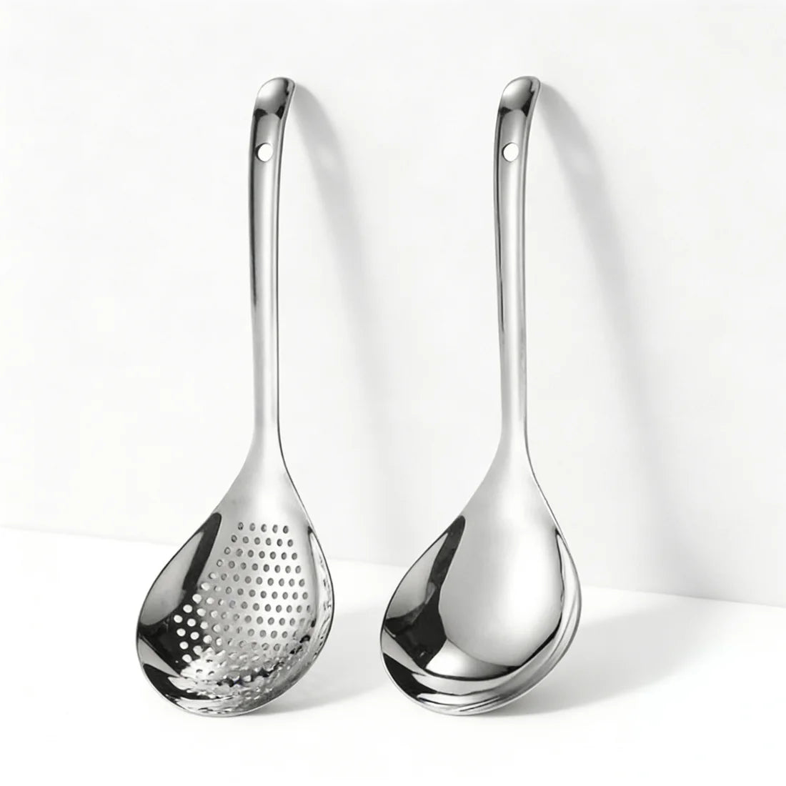 Stainless Steel Skimmer Colander Spoon – Soup & Food Strainer