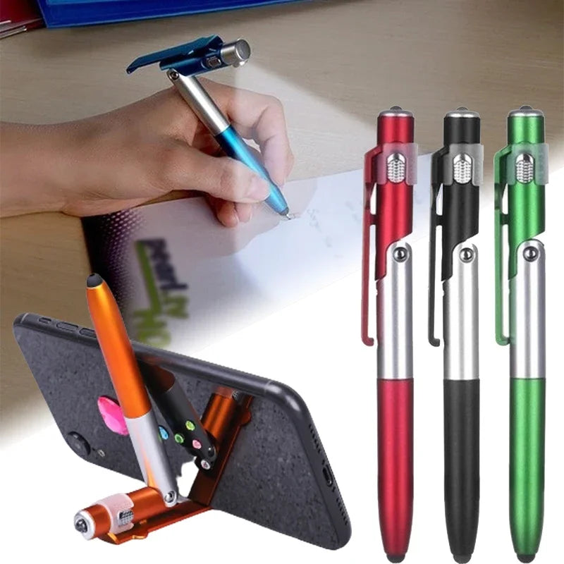 4-in-1 Ballpoint Pen with LED Light, Stylus & Phone Stand