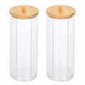 2-Pack Clear Cylinder Storage Jars with Wood Lid | 350ml & 650ml