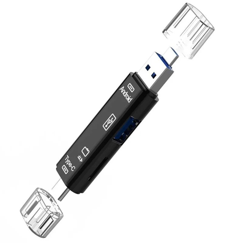5-in-1 USB OTG Card Reader – Type-C, Micro USB, TF & SD