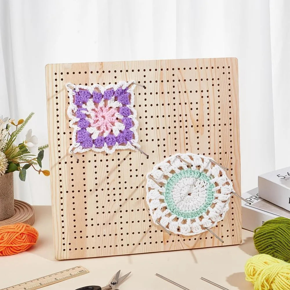 Rectangle Wood Crochet Blocking Board Set with Steel Rods