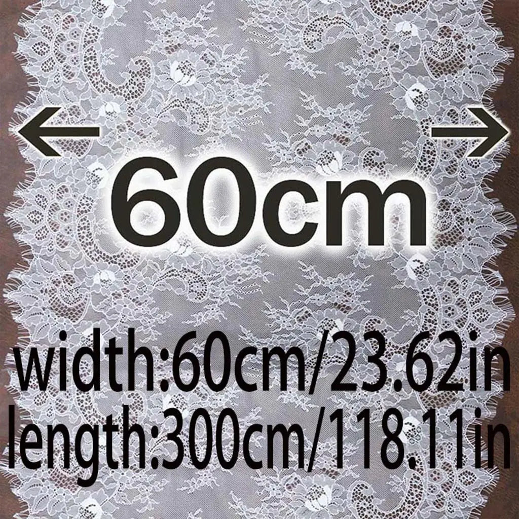 Floral Embroidered Eyelash Lace Ribbon 60cm Wide – 3 Meters