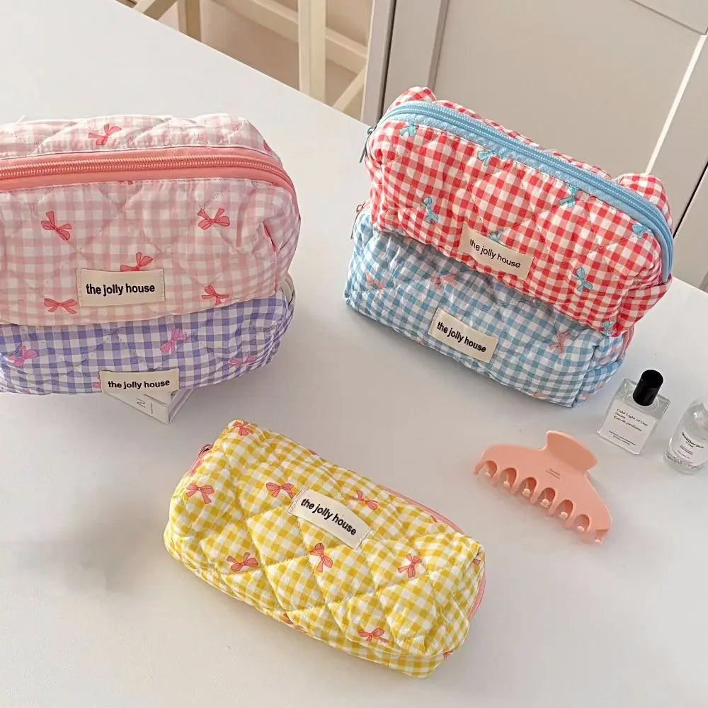 Large Floral Bowknot Canvas Pencil Bag – Stationery Organizer