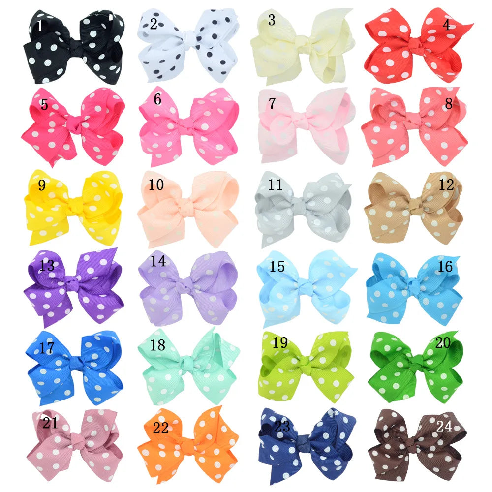 12-Pack Handmade Grosgrain Ribbon Bow Hair Clips for Girls