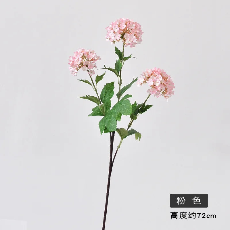 White Artificial Hydrangea Stem | 3-Head Faux Floral Branch