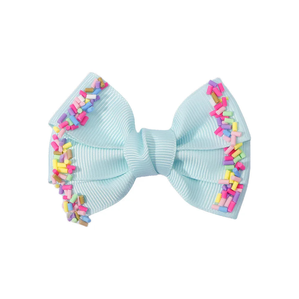 12-Pack Handmade Double Stacked Grosgrain Hair Bow Clips for Girls