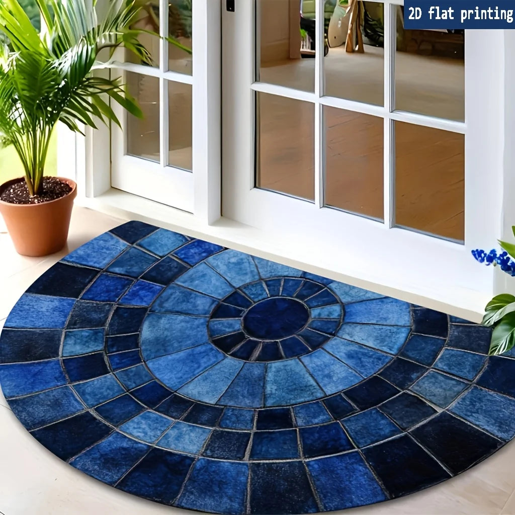 Wildflower Half Round Door Mat – Non-Slip Felt Entrance Rug