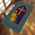 Vintage Cross Prayer Rug – Non-Slip Christian Home Décor Mat