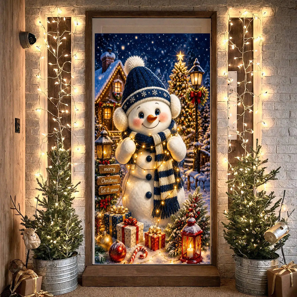 Winter Snowman Christmas Backdrop Banner 180x90cm Holiday