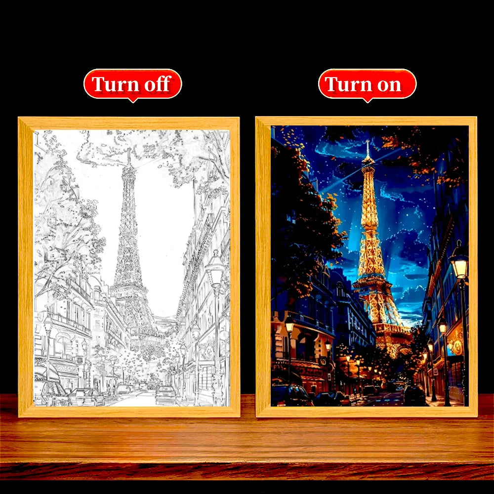 LED Light Painting Picture Frame – 3-Color Wall Art Night Lamp