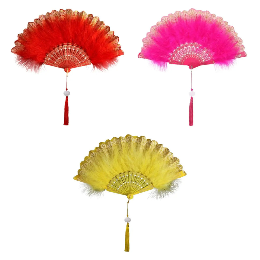 Elegant Folding Feather Fan – Vintage Handheld Fan for Women