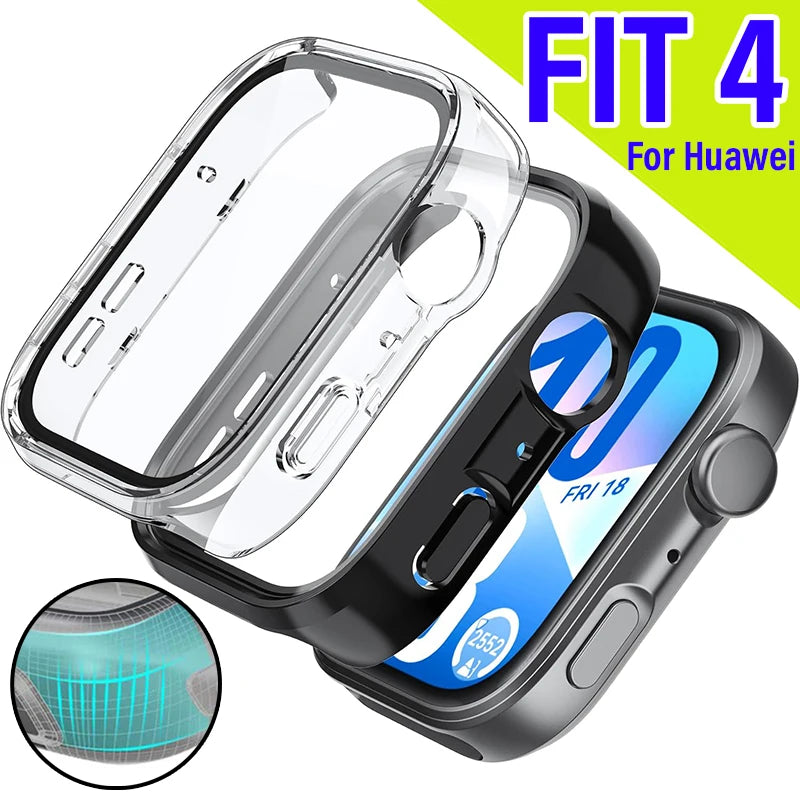 Huawei Watch Fit 4 Hard PC Case & Tempered Glass Protector