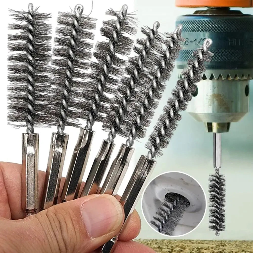 Stainless Steel Bore Brush Set | 1/4" Hex Shank 8–25mm 6–14 Pcs