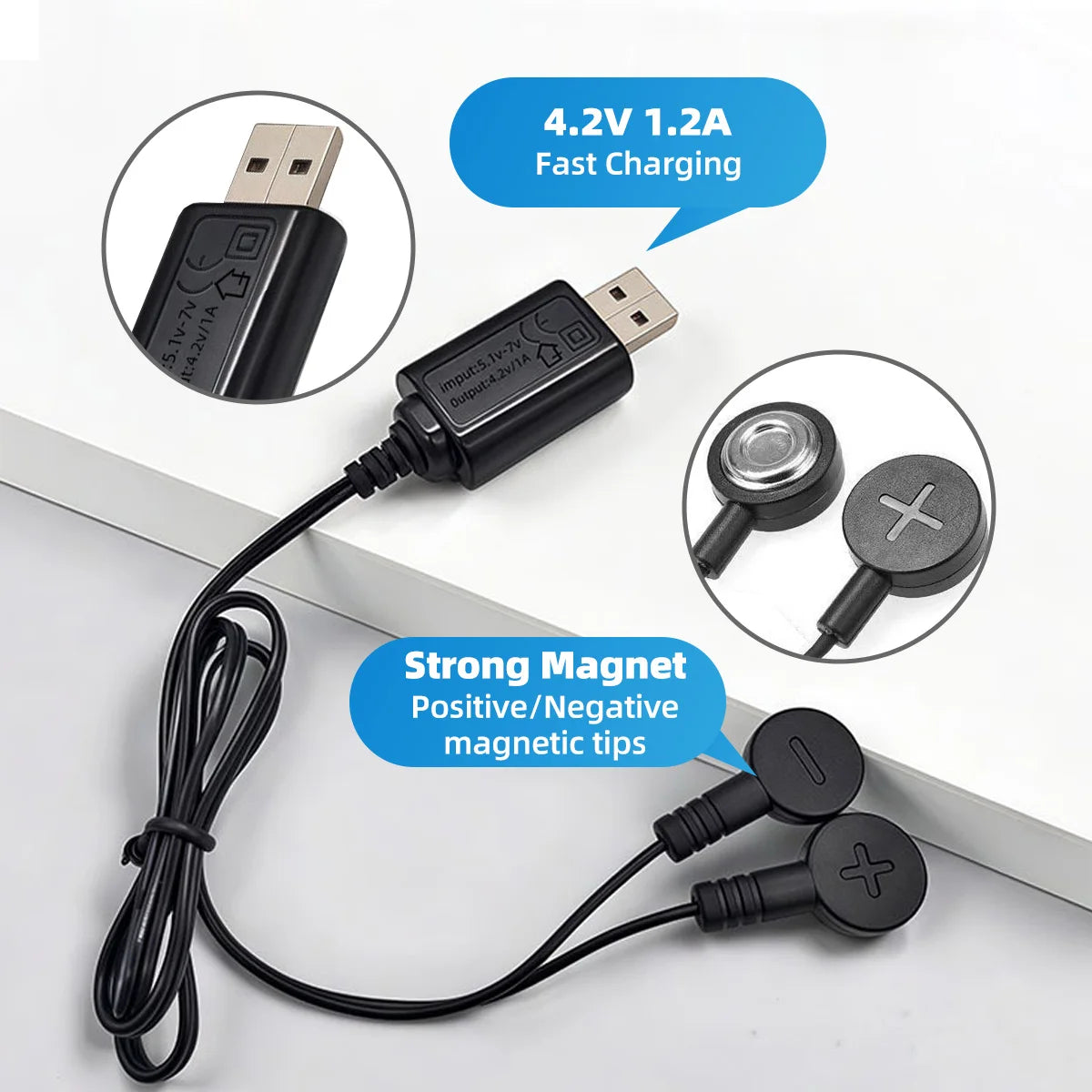 Magnetic USB Charger for 18650 16340 26650 Lithium Batteries