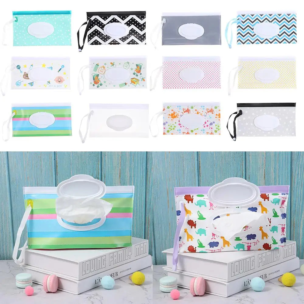 Flip Cover Wet Wipes Bag with Snap-Strap | Portable Pouch
