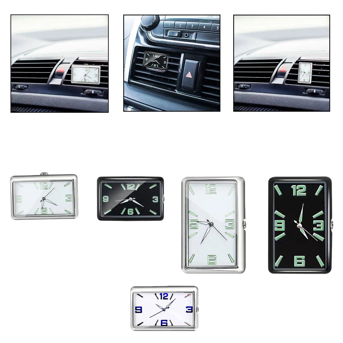 6-Pack Self-Adhesive Luminous Analog Mini Clock – Car & Desk