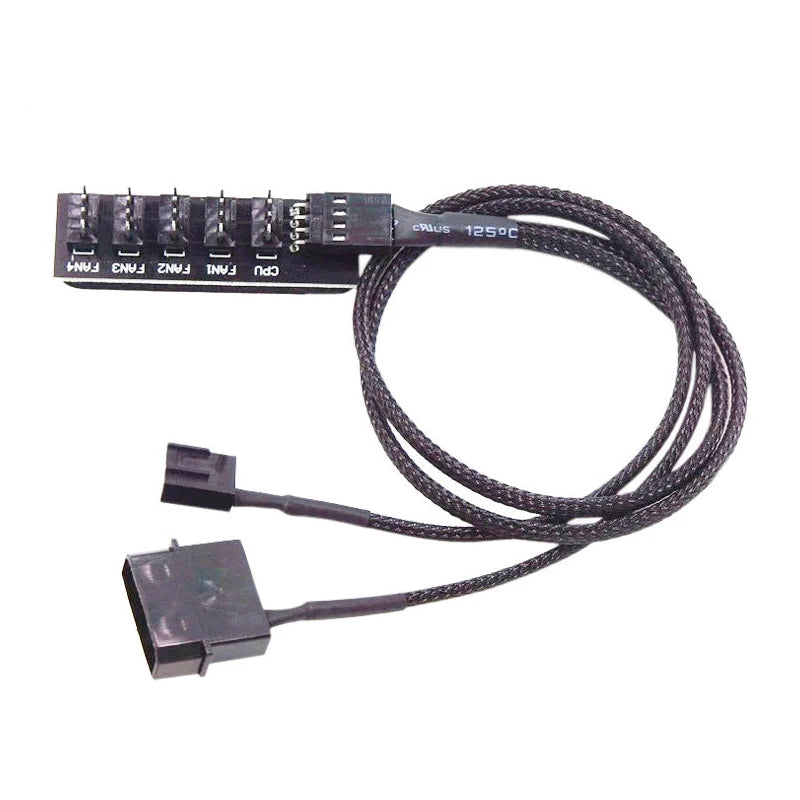 5-in-1 PWM Fan Hub 4-Pin Splitter – Independent Power Adapter