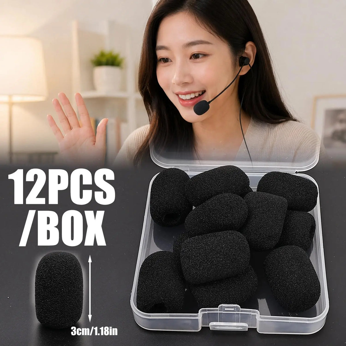 Foam Microphone Windscreen Covers S/L 12-Pack | Lapel Mic