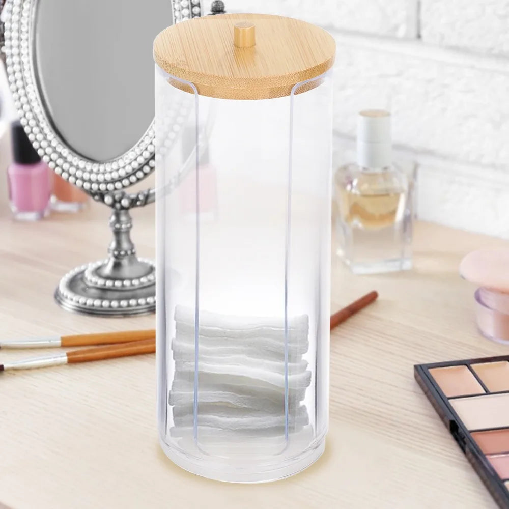 2-Pack Clear Cylinder Storage Jars with Wood Lid | 350ml & 650ml