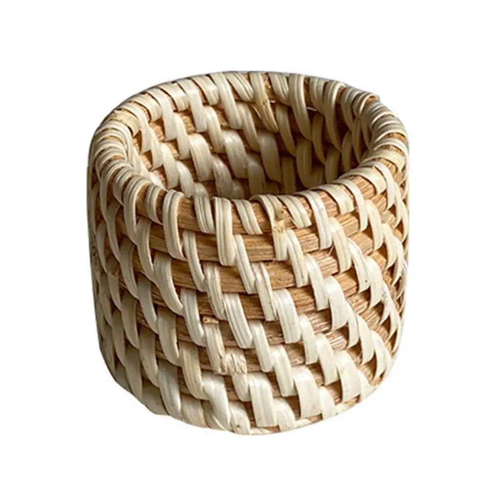 Handwoven Rattan Napkin Rings – Rustic Minimalist Table Decor