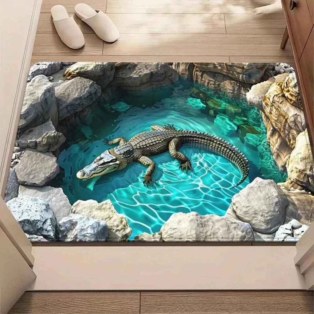 3D Optical Illusion Cat Door Mat – Anti-Slip Polyester Rug