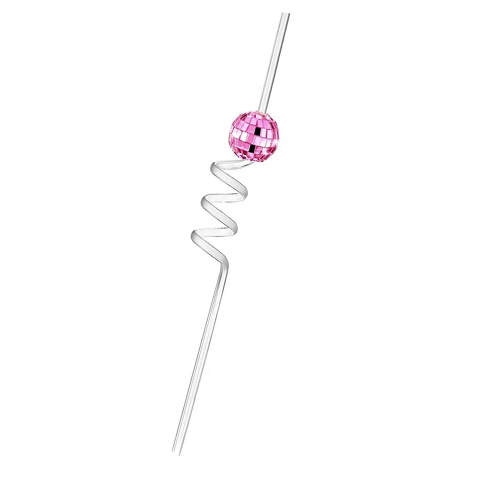 Mini Mirror Disco Ball Straw – Silver Party Decoration