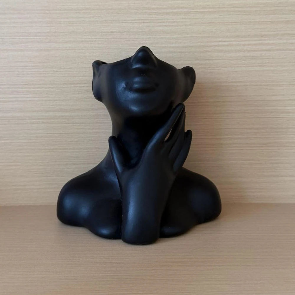 White Female Head Vase – Modern Plastic Flower Vase & Art Statue