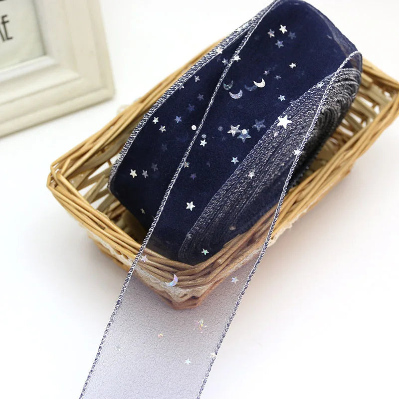 Stars Organza Ribbon 5 Yards 2" Wide | Hair Bows & Crafts