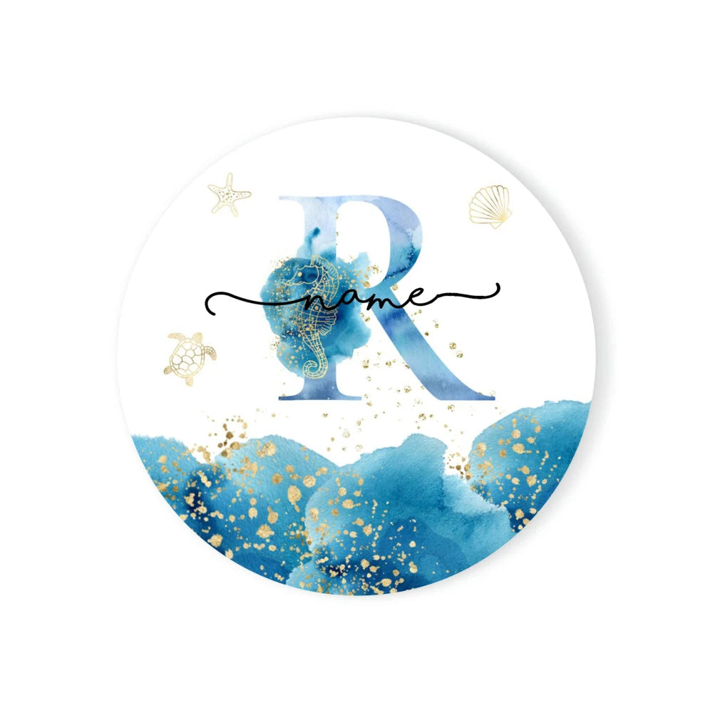 Personalized Ceramic Coaster – Custom Name & Ocean Design Gift