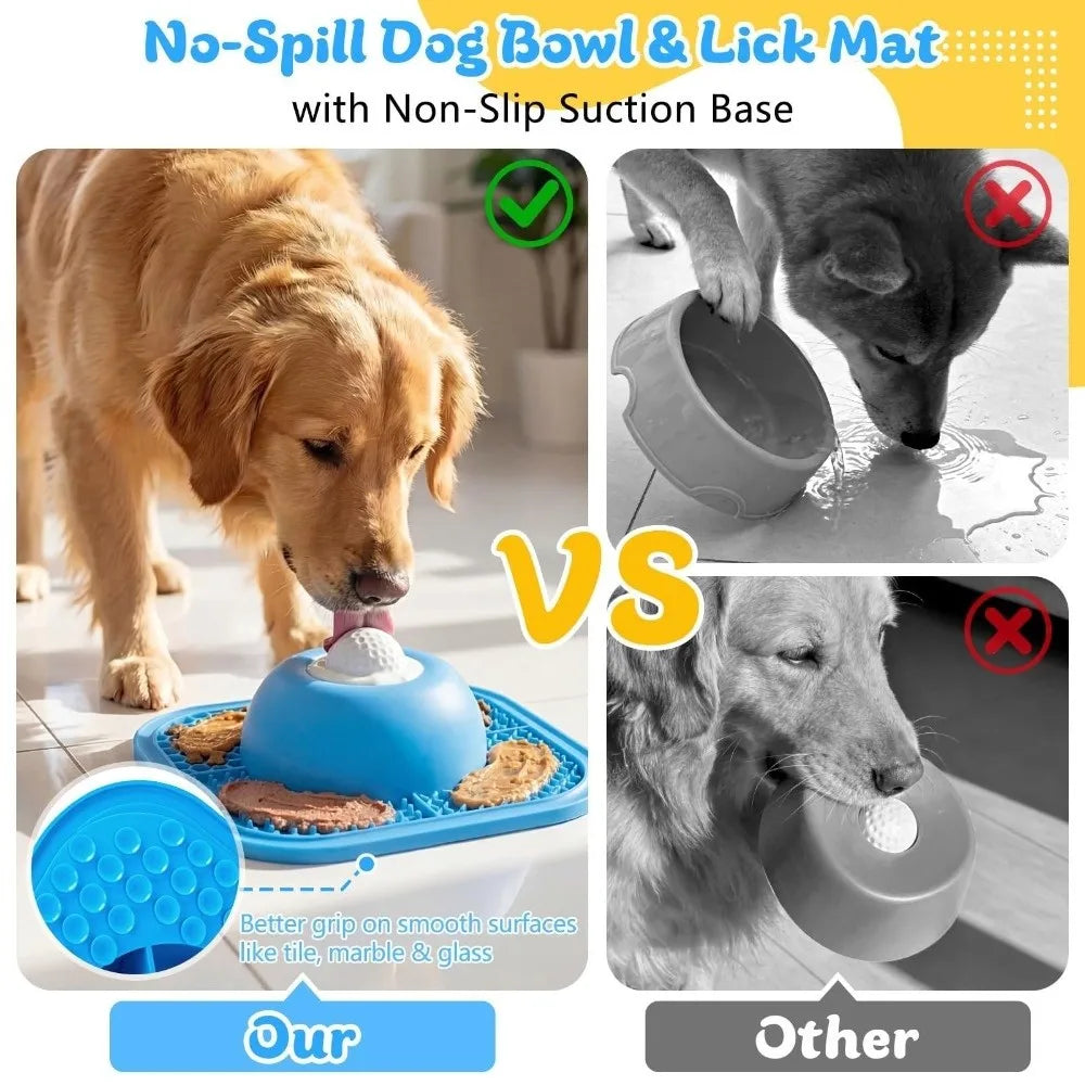Resin Slow Feeder Dog Bowl – Anti-Slip Lick Mat & Rolling Ball