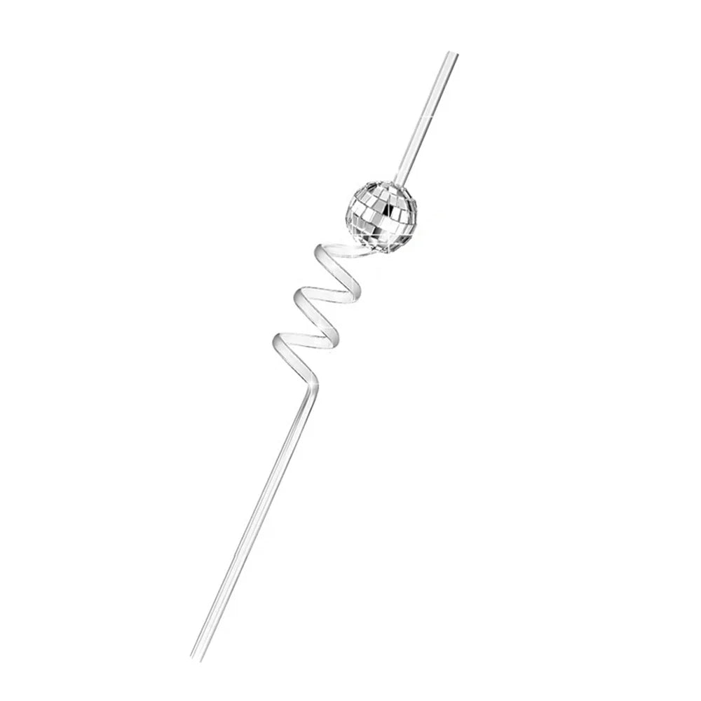 Mini Mirror Disco Ball Straw – Silver Party Decoration