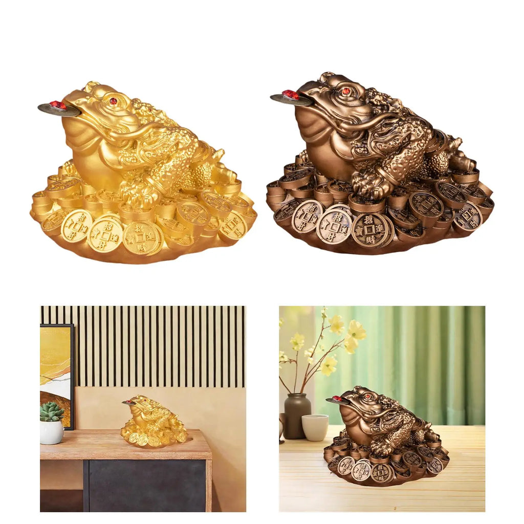 Three-Legged Frog Feng Shui Statue | Resin Lucky Wealth Figurine
