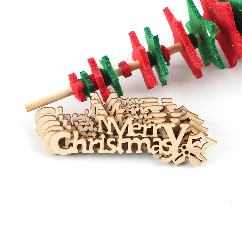 Wooden Merry Christmas Pendants Set of 10 – DIY Tree Ornaments