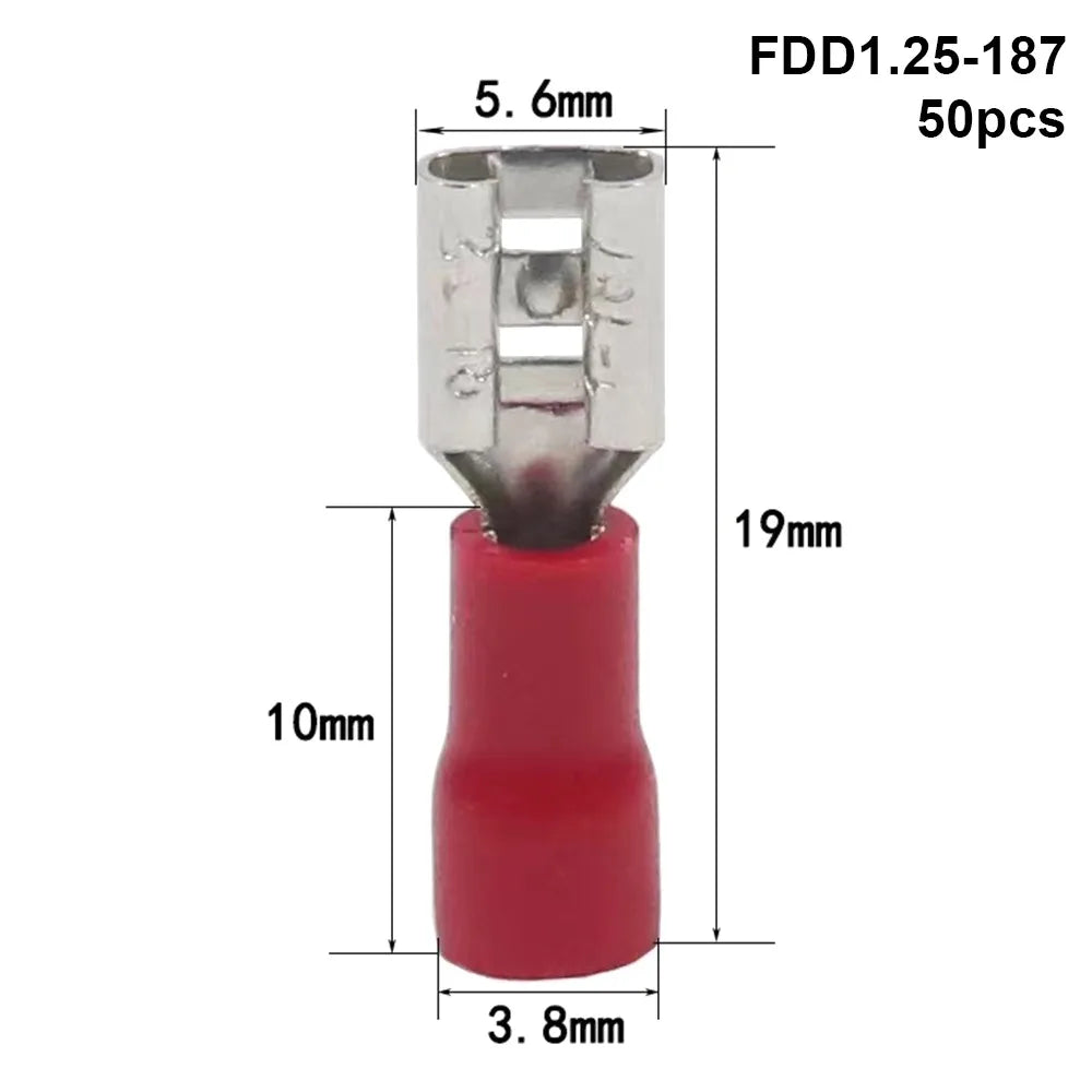 50-Pack Insulated Crimp Spade Terminal Connectors 2.8/4.8/6.3mm