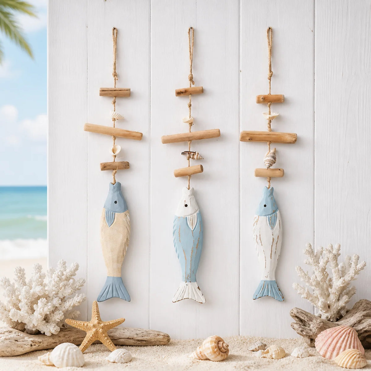 Coastal Wooden Fish Wall Hanging | Nautical Beach Decor