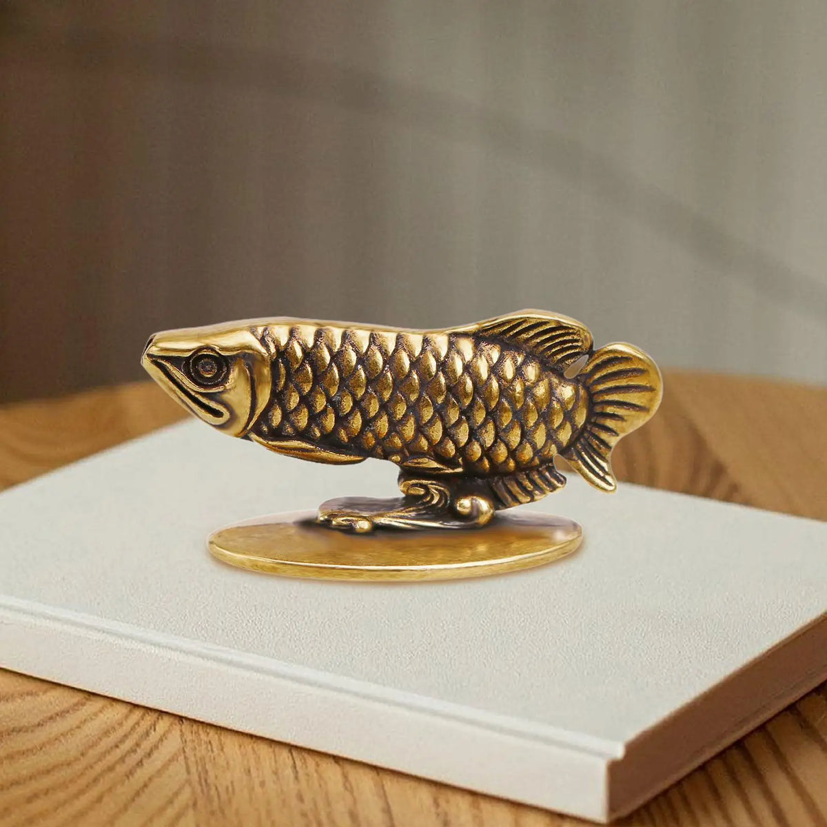 Mini Brass Arowana Fish Statue & Incense Stick Holder Decor